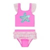 Flapdoodles girls Tie-Dye Ruffles Star 2pc Swimsuit, 2T, Pink