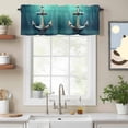 thumbnail image 2 of Teal Ombre Anchor Kitchen Curtain Valances for Windows Farmhouse Short Curtains, Coastal Nautical Metal Luster Anchor Rod Pocket Valance Curtain for Bedroom Cafe Living Room 54"x18", 2 of 8