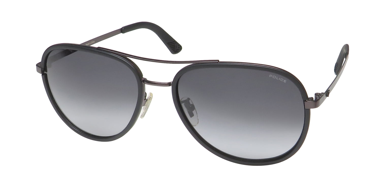Police Blackbird Light 1 Sunglasses - Aviator Style, Gunmetal Frame, Blue Lenses, 53mm Width, UV Protection