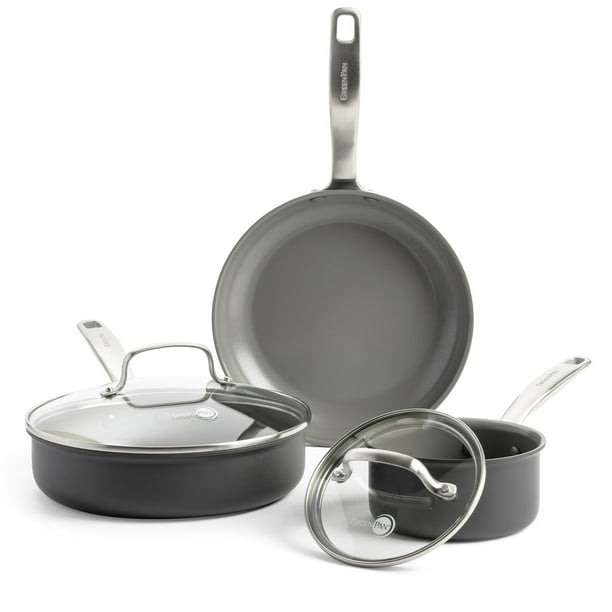 GreenPan Chatham Ceramic Nonstick 5 Piece Cookware Set, Black