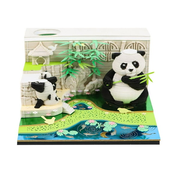 3D Calendar 2026,2026 Panda Bamboo Garden Creative Tear Away Calendar,Creative DIY Paper Carving Memo Pad,Desk Calendar 3D Notepad With Pen Holder,for Home or Office Desk
