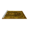 thumbnail image 2 of Ahgly Company Machine Washable Indoor Square Medallion Yellow Traditional Area Rugs, 3' Square, 2 of 4