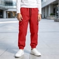 thumbnail image 5 of DJDLJWCJ Boys Jogger Cargo Pants Elastic Waist Lightweight Hiking Pants with Pocket Outdoor Long Trousers Red Size 14, 5 of 8