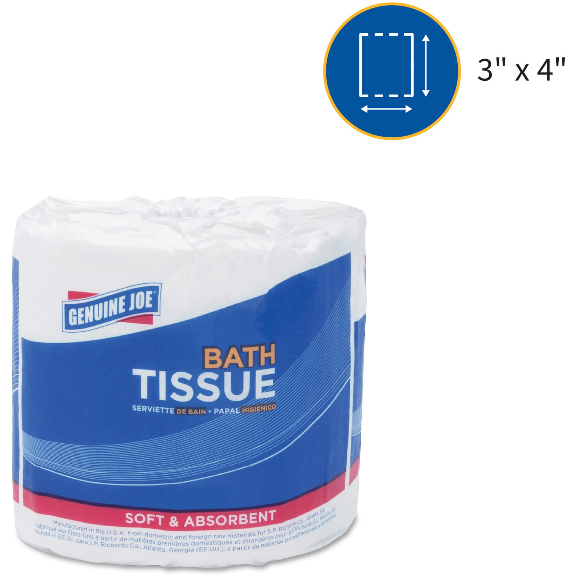 Genuine Joe 2-ply Standard Bath Tissue Rolls - 2 Ply - 3" X 4" - 400 Sheets/roll - White - Perforated, Absorbent, Soft, Embossed - For Restroom - 96 - 96 / Carton