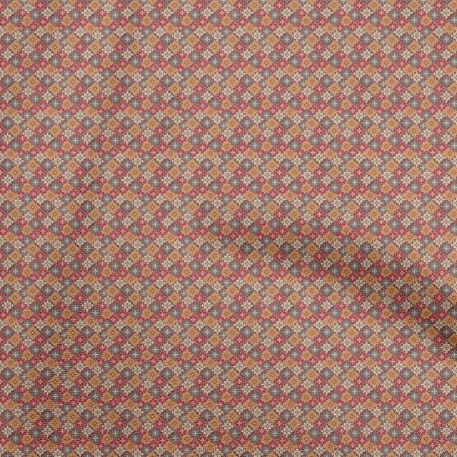 oneOone Georgette Viscose Red Fabric Asian Kilim Craft Projects Decor Fabric Printed By The Yard 42 Inch Wide