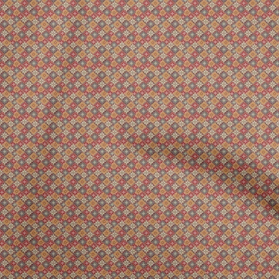 oneOone Georgette Viscose Red Fabric Asian Kilim Craft Projects Decor Fabric Printed By The Yard 42 Inch Wide
