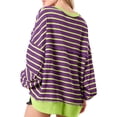thumbnail image 5 of Womens Oversized Color Block Striped Sweatshirts Henley Shirts Casual Pullover Waffle Knit Tops, 5 of 7