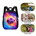 Kuiaobaty Soccer Fire Pattern 3 Pcs School Backpack Set with Lunch Box