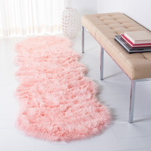 Safavieh Faux Sheep Skin Jadyn Animal Runner Rug, Pink, 2'6" x 6'