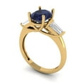 thumbnail image 2 of 2.5 ct Oval Cut Simulated Blue Sapphire Three-Stone Engagement Ring for Women in 18K Yellow Gold, 2 of 5