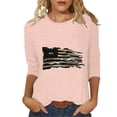 thumbnail image 2 of Dazajoo 4th of July 3/4 Length Sleeve Womens Tops American Flag Star Stripe Shirts USA Flag Patriotic T Shirt Summer Casual Independence Day Tee Tops for Women 2024 Flash Deals Today,Pink,S, 2 of 6