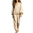 thumbnail image 2 of Gamivast 2 Piece Tracksuit Set for Women Hooded Long Sleeve Pullover and Jogger Pants with Elastic Cuffs Relaxed Fit Lounge Outfit Beige XL, 2 of 5