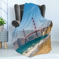 thumbnail image 4 of Landscape Soft Flannel Fleece Blanket, Panoramic View of Golden Gate Bridge San Francisco Coastline Nature Seascape, Cozy Plush for Indoor and Outdoor Use, 60" x 80", Blue Turquoise, by Ambesonne, 4 of 5