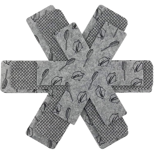 Protectores de ollas y sartenes, juego de 12 y 3 de diferentes tamaños, separadores de ollas para evitar rayones, separar y proteger las superficies de sus utensilios de cocina (rojo/negro/gris/verde) Ormromra WMXL-308-2