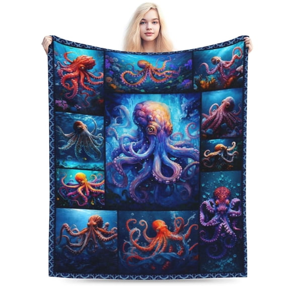 ctopus Blanket Gifts for Women Mom Men Birthday Christmas Valentine Present Ocean Animal Print Theme Decor 50x40