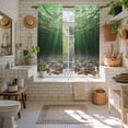 thumbnail image 4 of Dark Green Ocean Waves Kitchen Curtains 63 Inch Length, Summer Beach Coastal Abstract Tiers Curtains for Living Room Berdoom Bathroom, Light Filtering Drapes Window Treatment 2 Panels 42"Wx63"L, 4 of 8