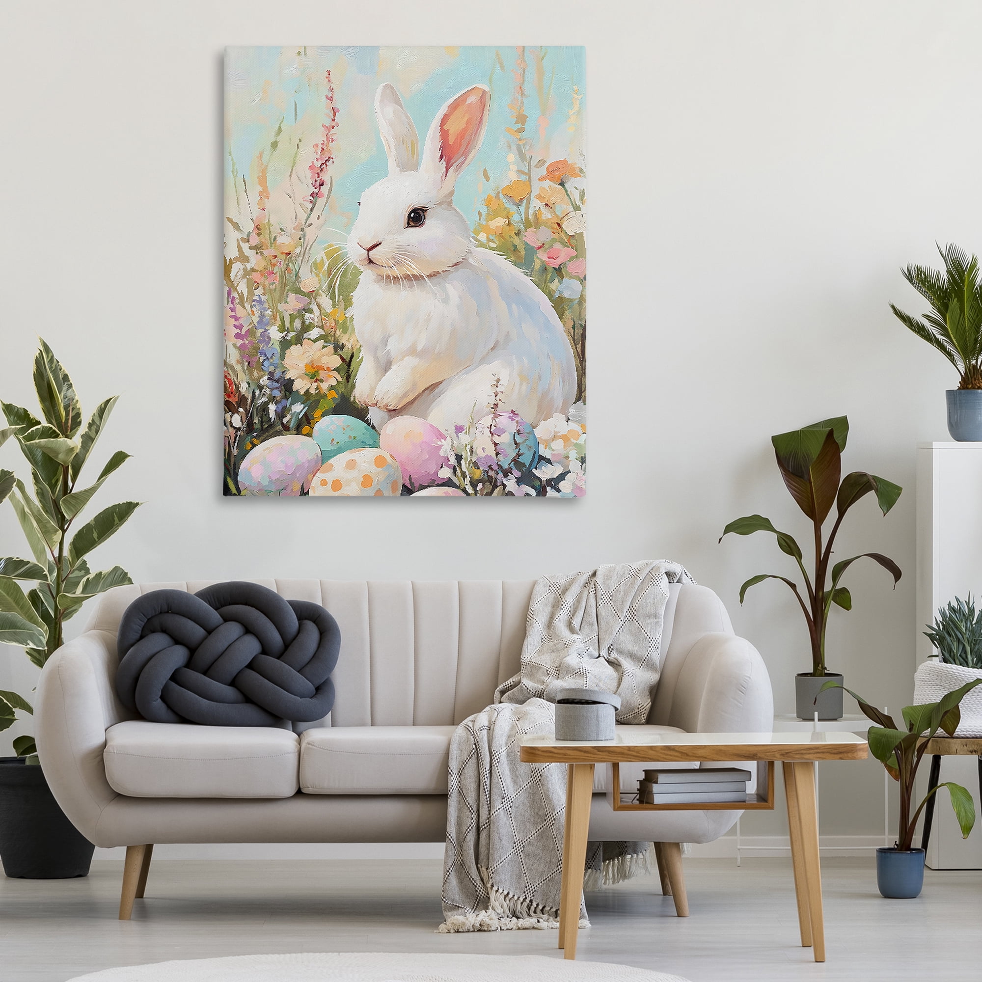 Stupell Industries White Easter Bunny in Wildflowers Canvas Wall Art, design by The Prints Vibe