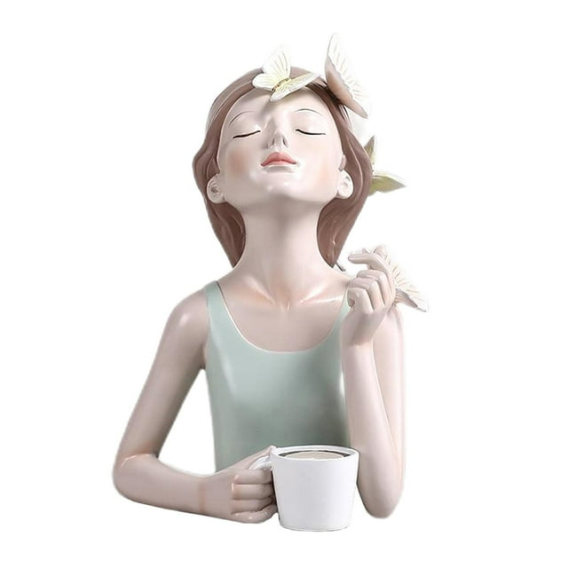 Figuras de hadas bebés, estatuas de resina, adornos, estatua de mariposa para niña, hogar Café20x13.7x27.5cm