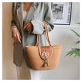 thumbnail image 2 of Nvzi Bolso de hombro tejido, bolso de mano tejido y bolso de cosméticos, bolsos de mano tejidos elegantes para playa de verano, 13,77 x 3,93 x 8,66 pulgadas, color caqui, 2 of 5