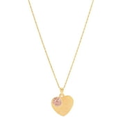Brilliance Fine Jewelry 10K Yellow and Pink Gold Flower Heart Disk on Gold Filled Necklace,18"
