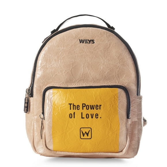 Mini Backpack The Power Of Love Café Wilys Mochila Color Beige Diseño De La Tela Liso