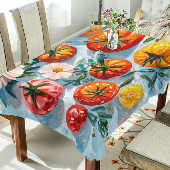 Yayeee Tablecloths 54" x 54" Rectangle Wrinkle Resistant Party Table Cover, Watercolor Tomatoes