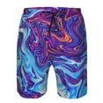 thumbnail image 3 of Adobk Swirl Print Blue Purple Print Men's Swim Trunks Hawaiian Bathing Suit Swimsuits Beach Shorts with Pockets-XX-Large, 3 of 6