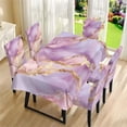 thumbnail image 2 of Xoenoiee Purple Golden Marble Print Table Cover and Chair Slipcovers Set of 5, Removable 55x82 Inch Rectangle Tablecloth with Chair Covers, Water-Resistant Furniture Protectors, Machine Washable, 2 of 6