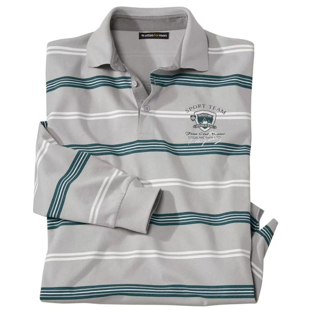 Atlas For Men - Polo Rayas en Contraste para Hombre (Gris)