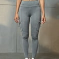 thumbnail image 6 of CFLVAEK Cargo Yoga Pants for Women with Pockets Casual High Waisted Running Hiking Leggings Tummy Control Stretch Legging Solid Color Workout Pant Gray L, 6 of 8