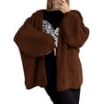thumbnail image 2 of Women'S Oversized Cardigan Sweaters Fall Long Lantern Sleeve Knit Open Front Sweater Dark Brown S, 2 of 9