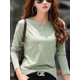 thumbnail image 1 of Camisetas de manga larga para mujer, Camisa de algodón con botones verdes y cuello en V, Color sólido, café coreano, Tops sueltos suaves 2024, 1 of 5