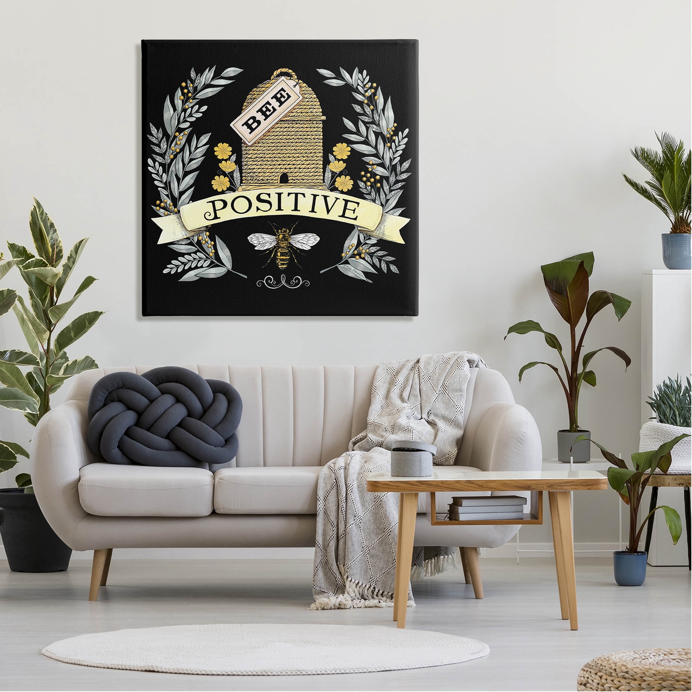 Bee Positive Vintage Hive Animals & Insects Graphic Art Gallery Wrapped Canvas Print Wall Art