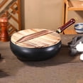 thumbnail image 4 of Uncoated Cast Iron Skillet with Lid - Hand-Forged Wrought Iron Frying Pan with Superior Heat Retention, Pre-Seasoned for Kitchen, Camping & All Cooking Styles, 8 Inch, Glass  Lid, 4 of 8