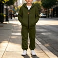 thumbnail image 4 of SERTGUTR Boys' Hoodie Sweatshirt Set, Zip Up Jacket and Jogger Pants, Solid Color Warm Fleece Lined Tracksuit with Pockets, Everyday School Casual Outfit, 4 of 9