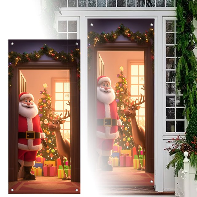 Holiday Door Curtain for Festive Seasonal Decorations Creating Warm Inviting Atmosphere Party Event Celebration