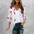 thumbnail image 2 of Hawaii Cardigan for Womens Floral Printed T-Shirt Scooped Neck Tee 3/4 Length Sleeve Tops Baggy Boho Dressy Shirts Comfort Casual Tuncis Tops Vacation Beach Party Clothes Trendy 2025, 2 of 5