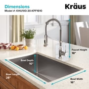 KRAUS 30-inch 16 Gauge Standart PRO Kitchen Sink Combo Set with Bolden 18-inch Kitchen Faucet and Soap Dispenser, Chrome Finish