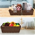 thumbnail image 6 of Large Wicker Storage Basket, Metal Frame, Set of 2, Washable Waterproof, 15" x 10.3" x 5.2", Brown Color, Woven Basket for Pantry, Toilet, Bathroom, Bedroom, Patio, 6 of 6