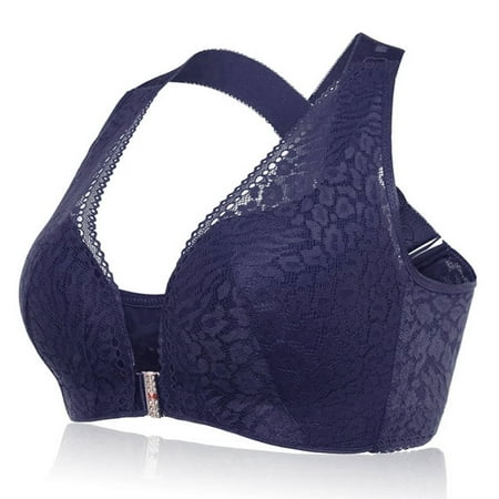 FUNUONY Big Sale!! Push Up Bras for Women 2025 Trendy Women s Front Closure -Elastic Large Shaping Posture Bra Navy 95D