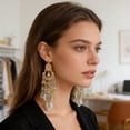 thumbnail image 2 of Cheapark Boho Tassel Beaded Earrings Dangle Drop Earrings for Women Vintage Ethnic Style Long Statement Jewelry for Everyday Wear and Home Outings, 2 of 5