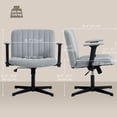 thumbnail image 2 of Chaise de Bureau Spacieuse Gris Effet Velours / Hauteur et Inclinaison Réglables, Design Croisé / Chaise de Travail Moderne pour Bureau à Domicile et Bureau, 2 of 7