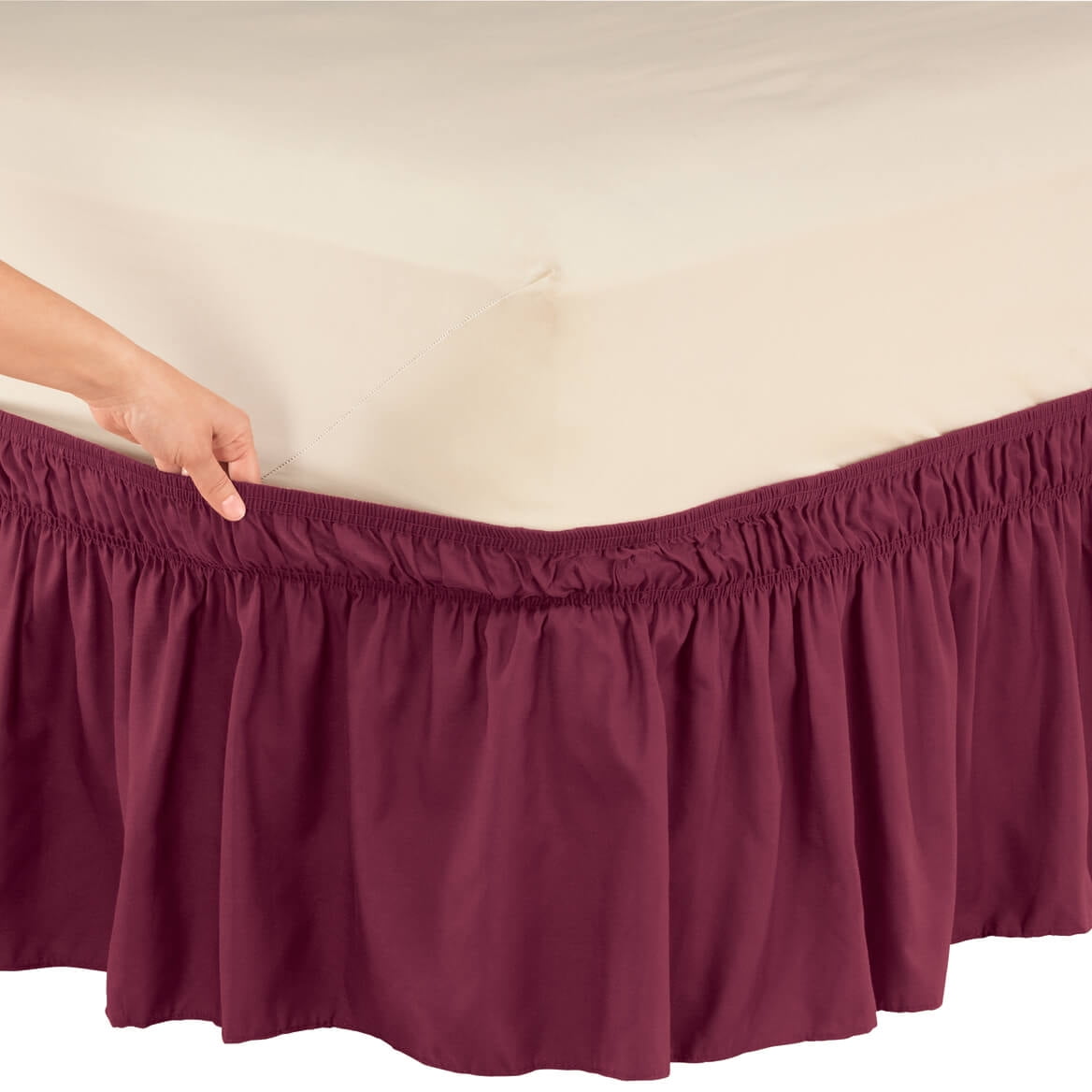 Solid Wrap Around Elastic Bed Skirt by OakRidge™Queen KingBurgundy