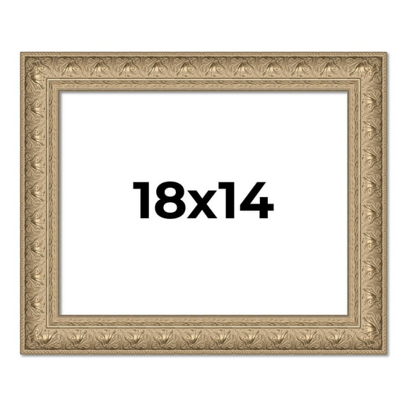18x14 Frame Ornate Silver Beaded Solid Wood Picture Frame Width 2.5 Inches | Interior Depth 1
