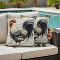 thumbnail image 4 of Vintage Rooster Outdoor Waterproof Pillow Covers, Watercolor Black Yellow Farmhouse Animals Decorative Square Throw Pillowcase Sofa Cushion Sham for Patio/Couch/Chair, 16"x16" 2 Pack, 4 of 8