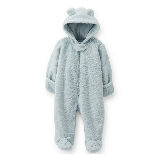 Carter's Carters Infant Boys Plush Gray Faux Shearling Coverall Snowsuit Baby Pram Walmart