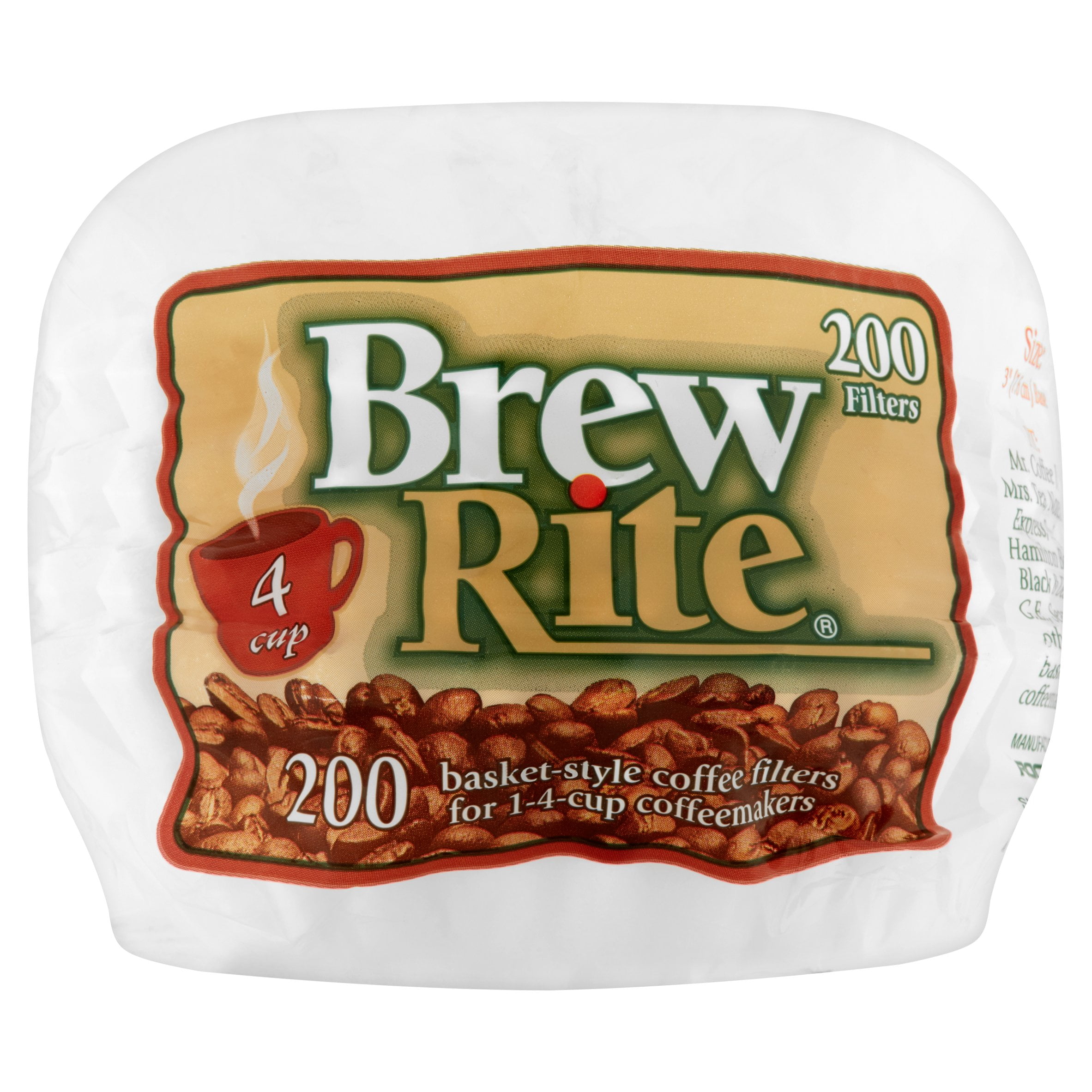 Brew Rite 4-Cup Coffee Filters, Basket Style by Rockline Industries