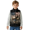 thumbnail image 4 of Xoenoiee Deer Forest American Flag Print Boys Fleece Vest Outerwear Lightweight Sleeveless Zip up Jacket with Pockets Warm Polar Soft Fall Winter, Size 3T, 4 of 7