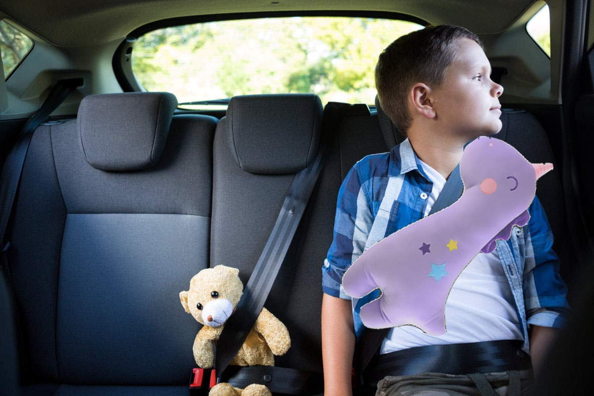 Adult Travel ILIVABLE Universal Car Safety Belt Shoulder Pad Neck Protector Plush Vehicle Non-Slip Seat Belt Cover for Child Kids Seatbelt Pillow Black, 1 Pack 