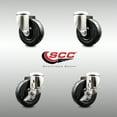 thumbnail image 2 of 4 Inch 316SS Hard Rubber Wheel Swivel Bolt Hole Caster Set 2 Brakes SCC, 2 of 2